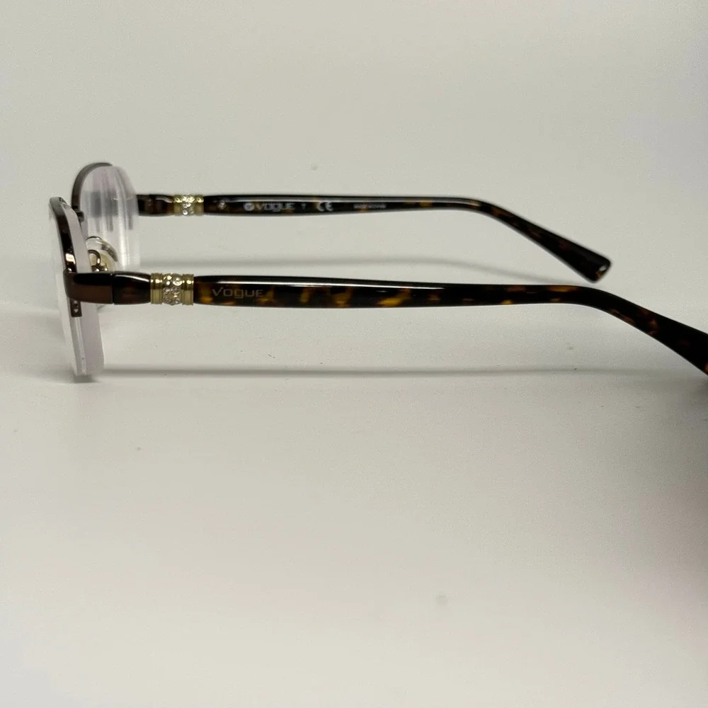 Vogue VO 3971-B 934 Dark Brown Tortoise Crystal Semi-Rimless Eyeglass Frames 51